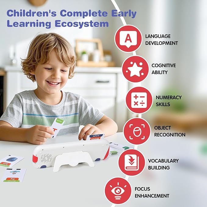 Talking Flash Cards for Toddlers 3-8 Years, Autism Sensory Toys with 218 Sight Crds, Mastering Numbers, Letter Sound, Speech Therapy Phonics Toy, Montessori Learning Words Spell Games Gift for Kids