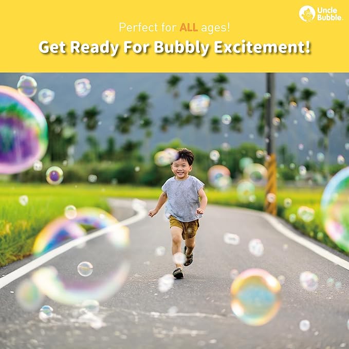 Uncle Bubble Concentrated Bubble Solution (up to 12L/3.2 Gallons) Regular Bubbles for Bubble Machine, Bubble Gun, Bubble Wands, Bubblw Mower, Bubble Juice Refill. Make 6L/1.6 Gallons for Giant Bubble