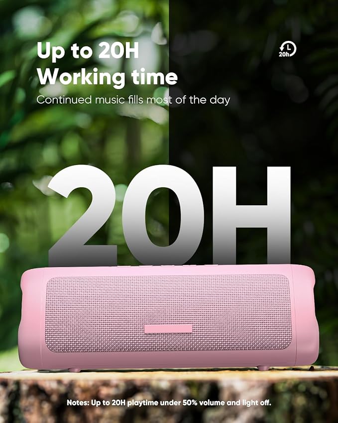 Bluetooth Speaker Gifts for Men: Portable Wireless, IPX5 Waterproof, White Elephant Gifts for Adults, Stocking Stuffers for Teens Boy Girl, Up to 20H Playtime, TWS Pair, for Home/Party/Outdoor (Pink)