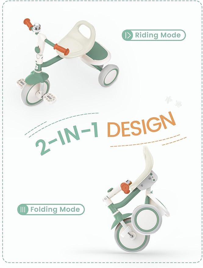 besrey Toddler Tricycle with Bell, Kids Tricycle Age 18 Months to 5 Years, Kids Trike, Toddler Bike for 1.5-5 Year Olds, Baby Trike, Gifts & Toys for Boys & Girls