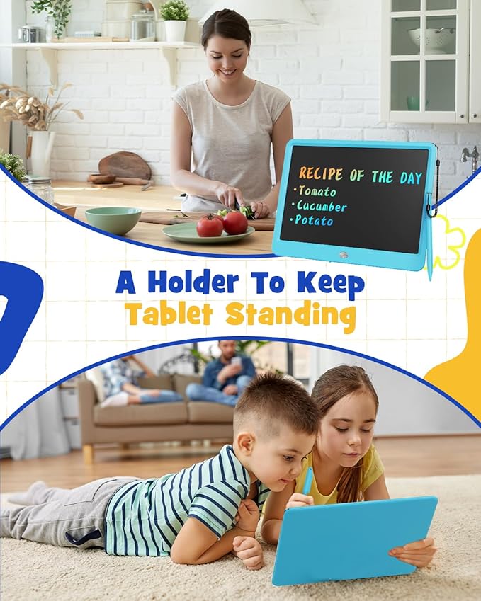 ORSEN LCD Writing Tablet 12 Inch, Colorful Doodle Board Drawing Tablet, Erasable Reusable Writing Pad, Educational for 3-8 Year Old Girls Boys(Blue)