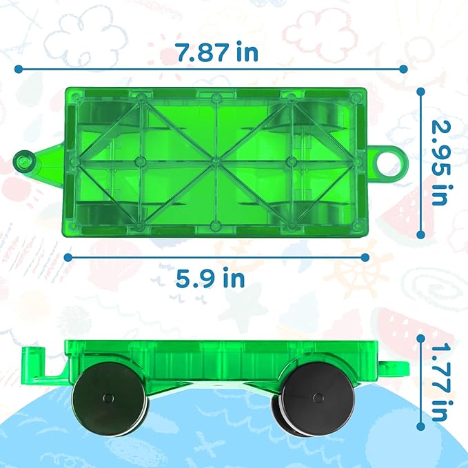 Magnetic Tiles Cars Construction Set - 4 PCS Magnetic Tiles Magnet Bricks Truck Sensory Toys, Educational Magnet Cars Set Building Blocks for 3 4 5 6 7 8+ Year Old Girls Boys