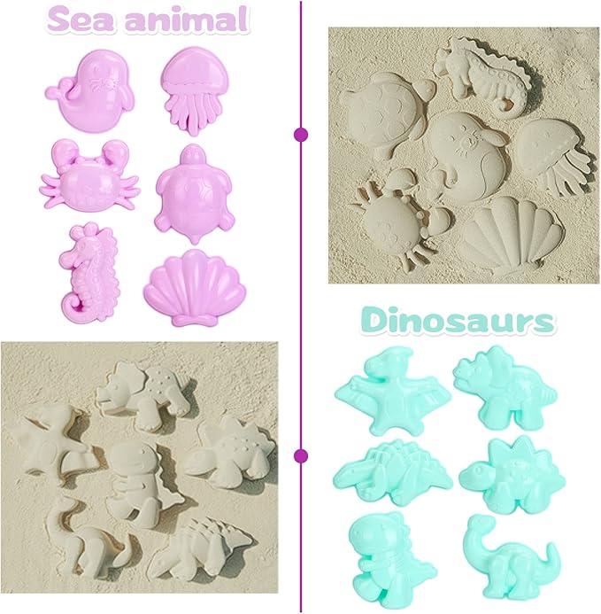 Tagitary Beach Sand Toys Set for Kids 3-10 with Bucket Watering Can Shovel Rake Sand Molds Beach Shell Bag