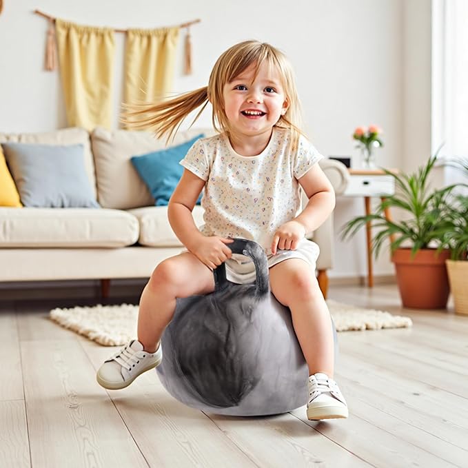 EVERICH TOY Hopper Ball for Kids 4-8, 18In Hoppity Hop Ball, Grey Clouds Sit On Bouncy Balls with Handle, Indoor Outdoor Inflatable Christmas Hopping Toys Gifts for Boys Girls