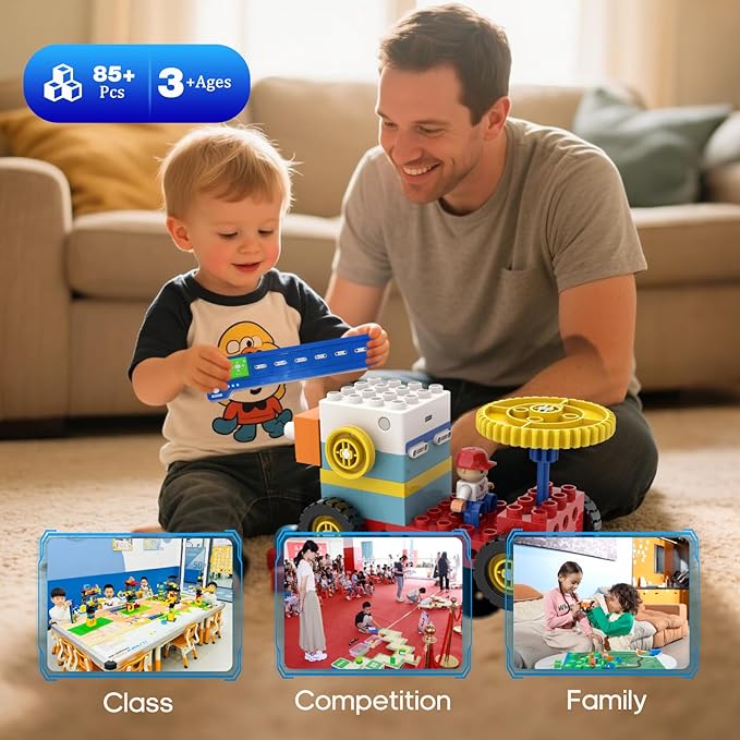 10-in-1 ICBlocks Screen-Free Coding Robot Kit for Kids, 85+ PCS Science Kits, Stem Robotics Building, Educational Coding Projects Gifts for Boys & Girls Ages 3-6 Years