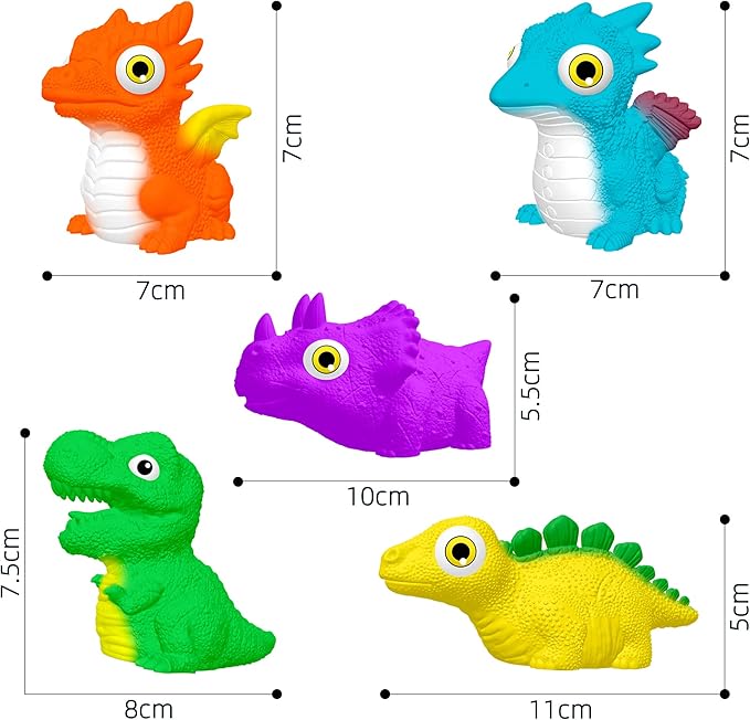Dinosaur Toy Auto Flashing Dinosaur Model Glowing Figures Bath Toy Playset 5 pcs