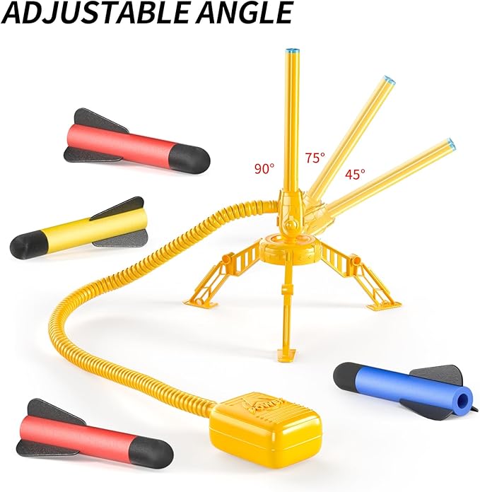 TEMI Rocket Launcher for Kids, 12 Foam Rockets and Launcher Pad, Launch up to 100+ft, Kids Outdoor Toys, Birthday Gift Toys for Kids Boys Girls Age 3 4 5 6 + Years Old