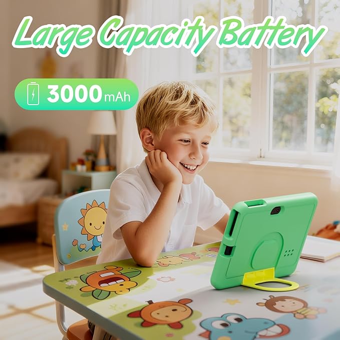 Kids Tablet, 7 inch Android Tablet for Kids, 4GB RAM 32GB ROM 1TB Expand, Toddler Tablets with Parental Control, IPS Screen, Dual Camera, Educational, Games, Shockproof Case for Boys/Girls (Green)