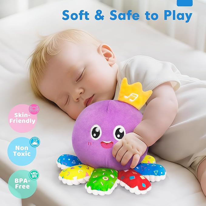 Baby Toy for 6 12 18 Months, Crawling Musical Dancing Moving Bouncing Learning Plush Octopus, Tummy Time Toy for Infant 1 2 3 Year Old Boys Girls, Christmas Birthday Gifts, Sensory Toys for Toddler