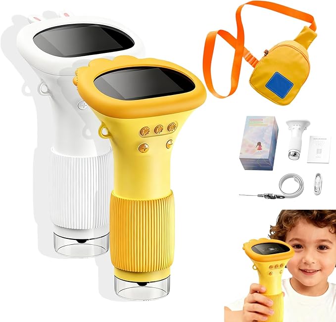 Lens Microscope Toy, Handheld Digital Microscopes, HD Pocket Portable Mini USB Microscopes Camera, 2" IPS Screen 1000X Microscope for Kids, Science Edu Fun Birthday Gifts Toys for Children (2Pcs-A)