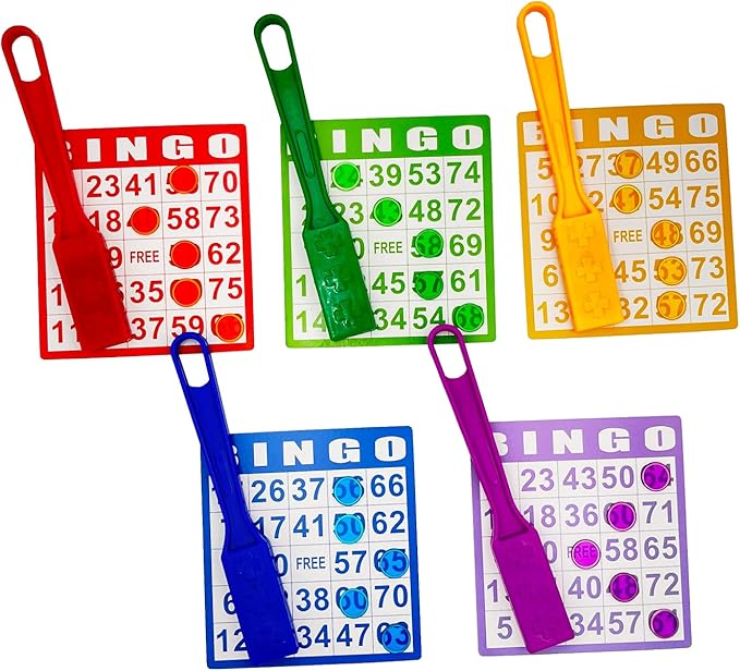 Magnetic Bingo Wand, 5-Pack & 500 Metal Chips, 5 Colors - Large Group Game, Family Night, Sensory Activity, Educational Science Tool