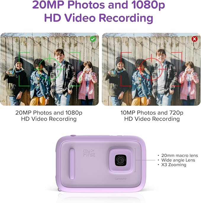 myFirst Camera 50 Kids' Digital Camera 20MP Photos 1080P Video, Purple