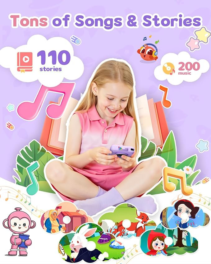 Kids Smart Phone Camera, Christmas Birthday Gifts for Toddler Girls Age 3-10, Kids Toys Unicorn Cell Phone, Preschool Learning Educational Toys with Audio Books, Musics, Games 32G SD Card