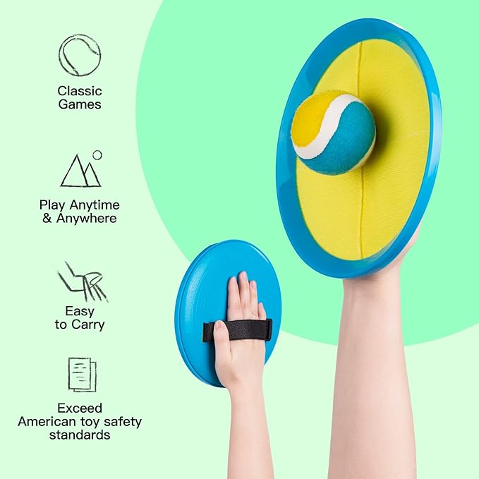 EVERICH Upgraded Toss and Catch Ball Game Set, Outdoor Games for Kids Toys, Stocking Stuffers for Family Games, Beach Pool Yard Outside Toys for Boys Girls 3 4 5 6 7 8-12 Years Old