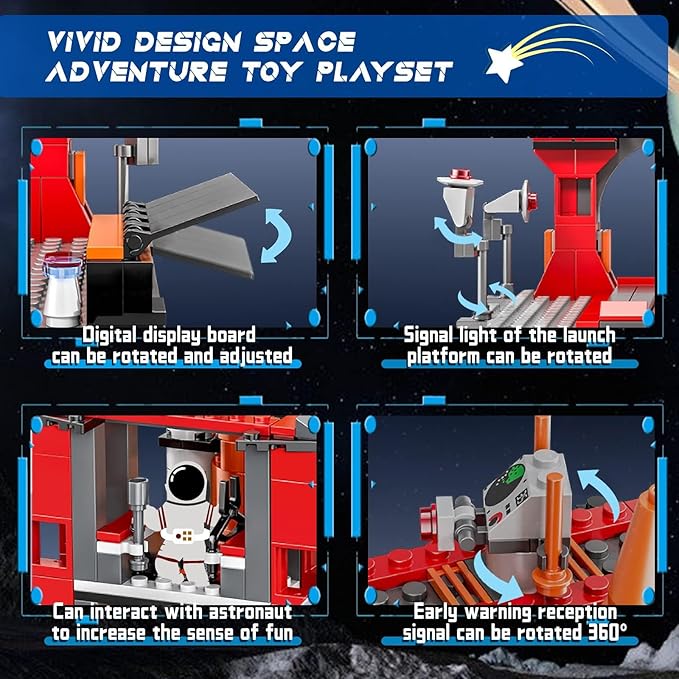 Space Exploration Shuttle Toys, 12-in-1 STEM Aerospace Building Kit Toy, Rocket Building Kit Toy with Launcher, Astronauts, Airplane Rocket, Gift for 6 7 8 9 10 11 12+ Years Old, 855 Pcs