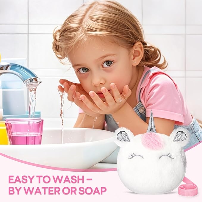 Kids Real Makeup Kit for Girls 3-10 Years Old : Washable Non Toxic Make Up Toys Sets for Toddler - 17Pcs Vanity Set with Unicorn Purse for Little Girl Ages 3 4 5 6 7 8 Birthday Gifts -White