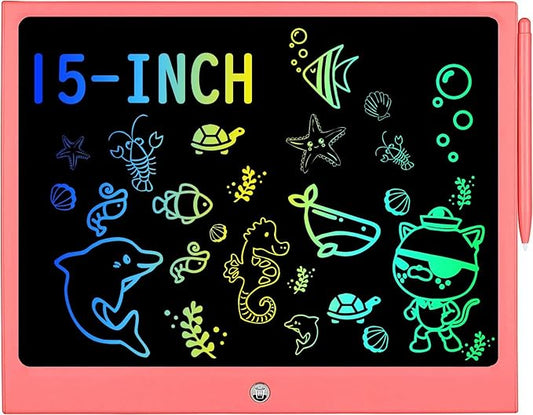 LCD Writing Tablet for Kids, 15 Inch Colorful Electronic Doodle Board for Kids Age 3+ Toys Christmas Birthday Erasable Drawing Tablet Toddler Learning Toys