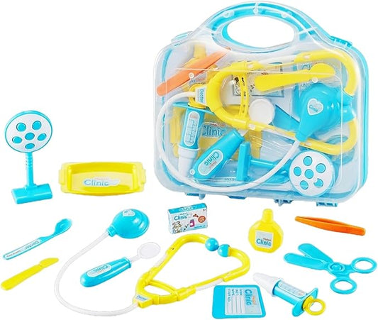 Toddler Doctor Kit - 12 Pieces & Carry Case - Dr Pretend Play Medical Toys, Kids Doctors Play Set for 3-5 6-8 Year Old Boy (Blue)