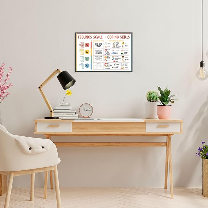 uoyien Feelings Chart For kids Mental Health Posters Help Students Understand Emotions Poster Calm Corner Special Education Classroom Decorations Preschool Classroom Supplies Metal Framed 12x16in