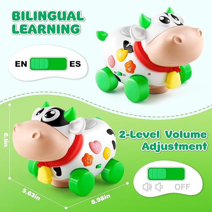 Musical Toys for Baby 6-12-18 Months, 7 in 1 Multi-Functional Crawl & Pull Toys, Christmas Birthday Gifts for 1-2 Year Old Boys and Girls.