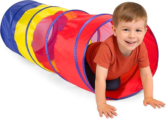 Toddler Play Tunnel – Sensory Crawl Tunnel Tent for Kids, Pop Up Indoor Outdoor Toy Tunnel for Toddlers, Rainbow Play Tent for Boys & Girls (Foldable 6 ft Tunnel)