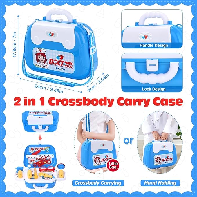 Kids Doctor Kit for Girls, Doctors Set for Toddlers 22 Pieces Doctor Play Gift for Kids Medical Toys Set with Roleplay Doctor Costume Toddlers Ages 3 4 5 6 Year Old