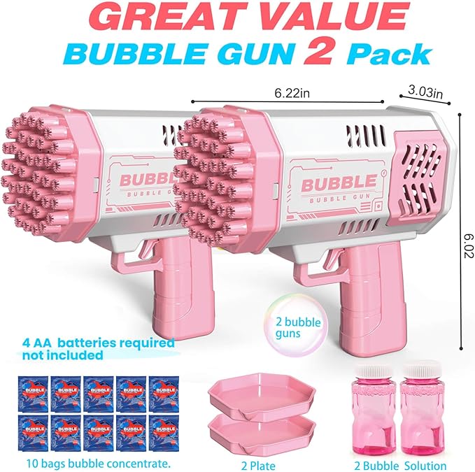 JONEG Toys for 3-8 Year Old Boys Girls: 2 Pack Bubble Machine for Kids with Bubble Solution, Gifts for 3 4 5 6 7 8 Years Old Boy Birthday Toy for Kid Toddlers Ages 4-6 Outdoor Wedding Bubbles Wands