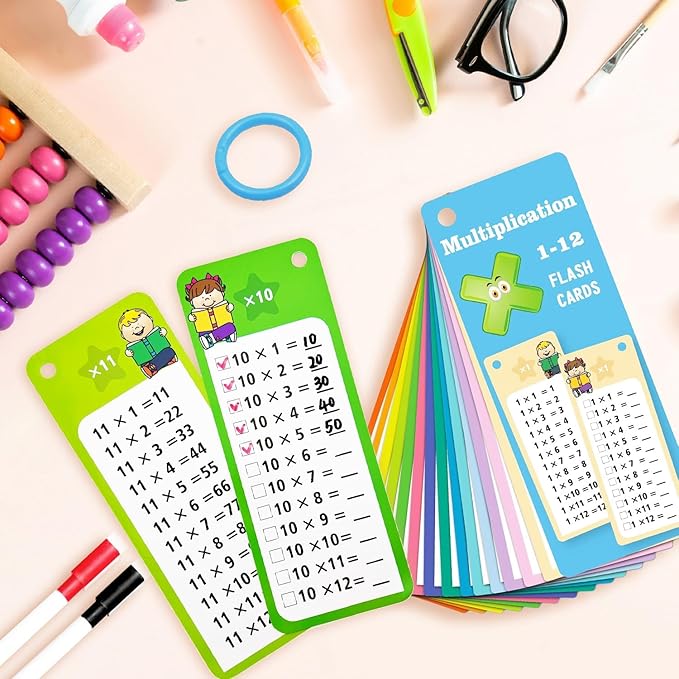 Multiplication Flash Cards + Pop Fidget Multiplication Chart, Times Table Educational Flashcard 3rd Grade, 4th, 5th, 6th Grade for Kids