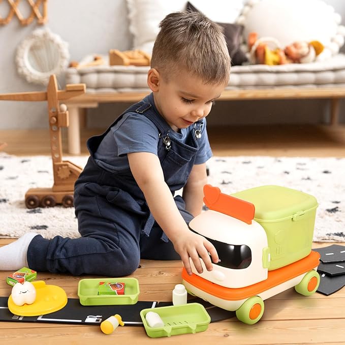 ERINGOGO 1set Boy Girl Doctor Kit with Storage Interactive Pretend Play Medical Tools for Toddlers Transformable Design into Car Toy Rich Accessories for Imaginative Role Play