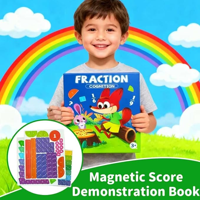 Magnetic Fraction Tiles and Circles Set, Hands-On Math Manipulatives for Kids, Montessori Early Childhood Education Materials for School and Homeschool Use