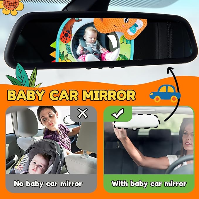 Koty Car Seat Toy - Kick and Play Activity Center with Mirror,Teether and Crinkle, Fun Travel Baby Toy for Rear Car Seat, Easier Drive with Newborns, Babies, Hanging Toys for Infants 0-6-12-18 Months