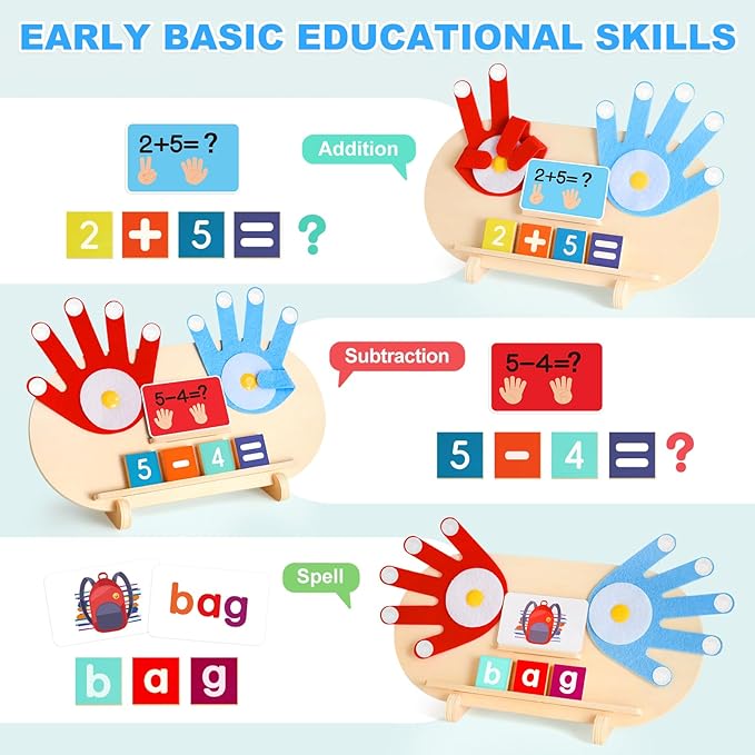 2 in 1 Preschool Learning Toys for Toddlers 2-4, Montessori Toys for 3-5 Boys Girls Birthday Gifts, Educational Math Manipulatives Number Counting Blocks & ABC Game Toys, Christmas Stocking Stuffers