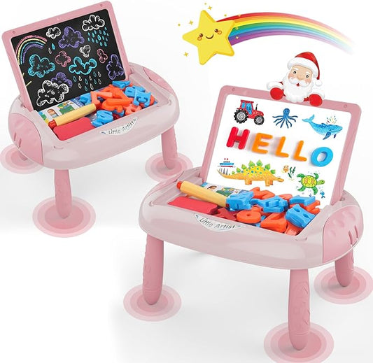 Toys for 1-2 Year Old Girls, Toddler Girl Toy with Magnetic Letters and Numbers, Learning and Educational Toys for 1 2 Year Old, Girls Birthday (Pink Red)