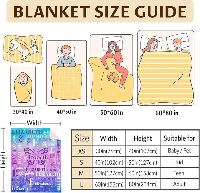 Personalized Butterfly Blankets for Kids Teens Adults, Girls Women Throw Blanket Gifts for Butterfly Lovers, Custom Name Soft Warm Flannel Monogram Blankets Decor for Bed Couch Sofa Home Room