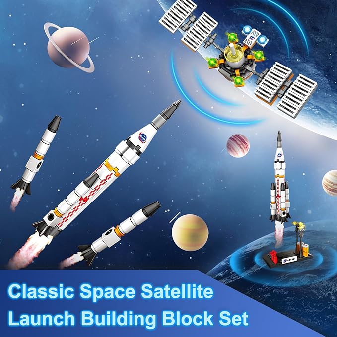 Space Exploration Shuttle Toys for Boys, STEM Aerospace Building Kit Toy with Rocket, Space Shuttle, Moon Buggy and Satellite, Best Gifts for 6, 7, 8, 9, 10+ Year Old Boys (415 PCS)