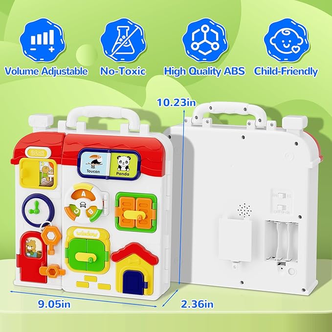 Montessori Toys for 1 Year Old Boy Girl, Musical Montessori Busy Board for 12-18 Month Age, Educational Montessori Toy for Toddlers 1-3, Birthday Gift for 1+ Year Old Boy Girl
