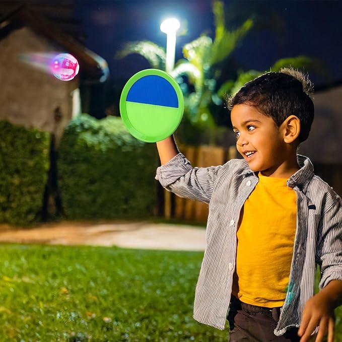 Ayeboovi Kids Outdoor Beach Pool Toys Toss and Catch Ball Set Upgraded Light UP Ball Yard Lawn Games for 3-12 Years Boys Girls Toddlers Birthday Gifts Stocking Stuffers-Green