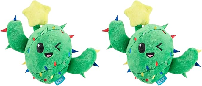 Barkbox Consuela The Christmas Cactus Dog Toy – Plush Rip & Reveal Holiday Toy with Whip-N-Flip Arms, Fluffy Stuffing & Hidden Spiky Ball Squeaker – Festive Play for Large Dogs (Pack of 2)