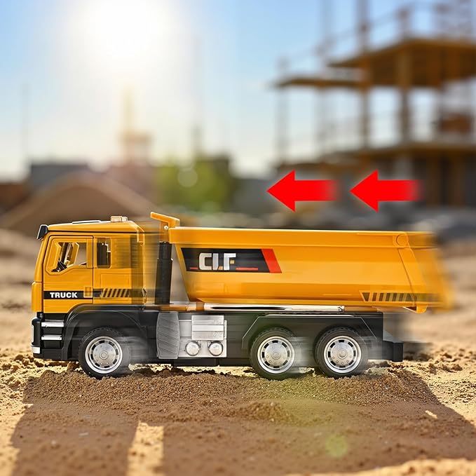 Dump Truck Toys for Boys 3-5 Year Old,Dump Truck Toy Metal Diecast Cab,Pull Back Toy Dump Trucks Construction Vehicles with Lights and Sounds,Construction Trucks for Toddlers 3-5