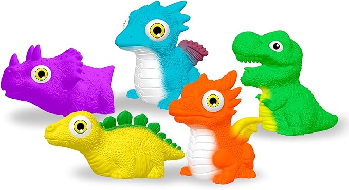Dinosaur Toy Auto Flashing Dinosaur Model Glowing Figures Bath Toy Playset 5 pcs