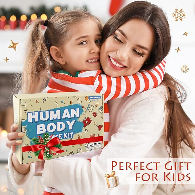 Human Body Activities & Experiments Science Kit for Kids,Human Anatomy Body Parts with Broken Bones X Ray,Lung Breathing Model, Vessels, Digestive System,Muscles Model,Skeleton,Human Organ STEM 5+