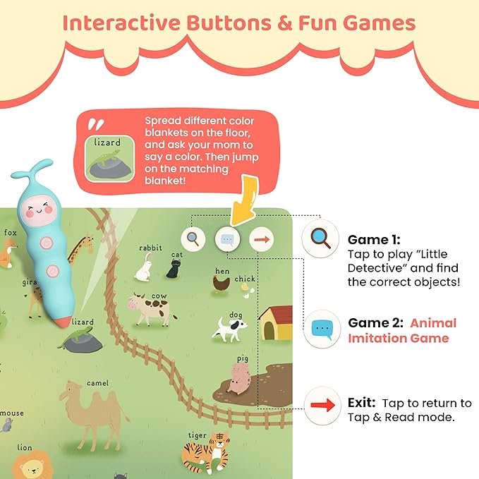 QuTZ Talking Pen Book Set, Learn to Read Sound Books, 8 Tap to Read Audio Books, 600+ Words & Fun Facts, 6 Phonics Story Telling Books, 700+ Interactive Games, Eletronic Educational Toy for Kids 3+