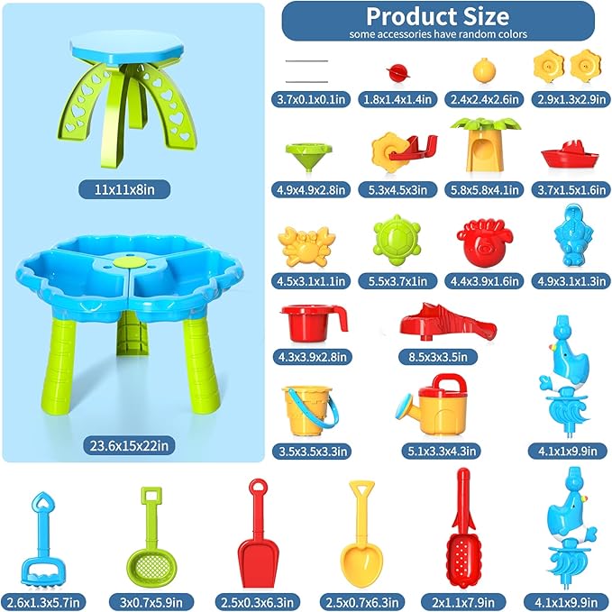 3 in 1 Water Table for Toddlers 3-5 Years Kids Ages 4-8, Kids Summer Activity Sensory Play Outdoor Beach Backyard Sand Water Table Toys for Toddlers, Birthday Gift Toys for Boys Girls