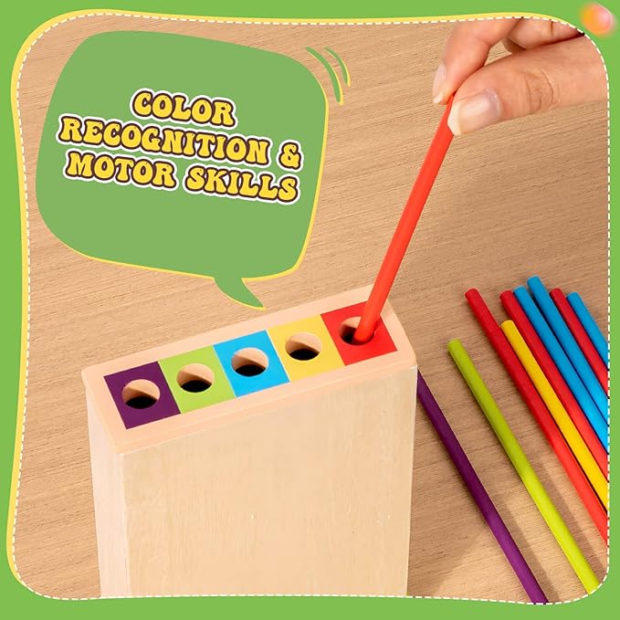 Montessori Wooden Board Games for Kids 3-8 Years: 40 Colorful Wooden Sticks 12-Sided Dice Game Math Educational Toys, Fine Motor Skills Toys for 5 Year Old, Family Games for Kids and Adults