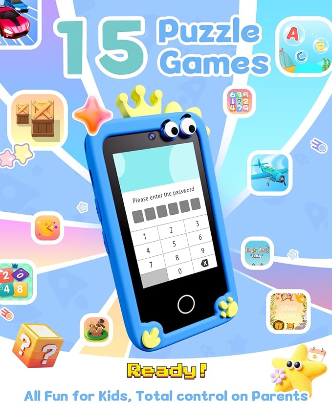 Kids Smart Phone Camera, Christmas Birthday Gifts for Toddler Boys Age 3-10, Kids Toys Dinosaur Cell Phone, Preschool Learning Educational Toys with Audio Books, Musics, Games 32G SD Card