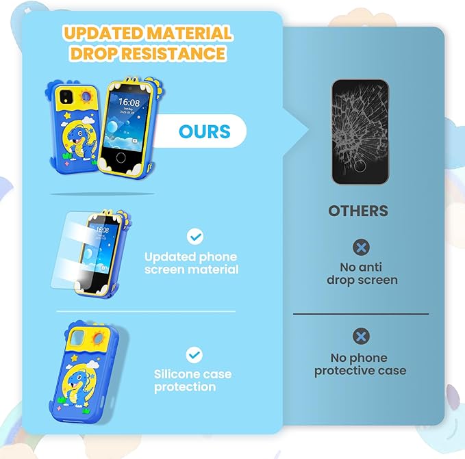 Kids Phone for Girl Toys, Kids Camera Toy Smart Phone Christmas Birthday Gifts Toddler Ages 2, 3, 5, 7, 8, 10 Year Old, Educational Learning Toys with 2.8" Touchscreen, Music Video Game (Blue)