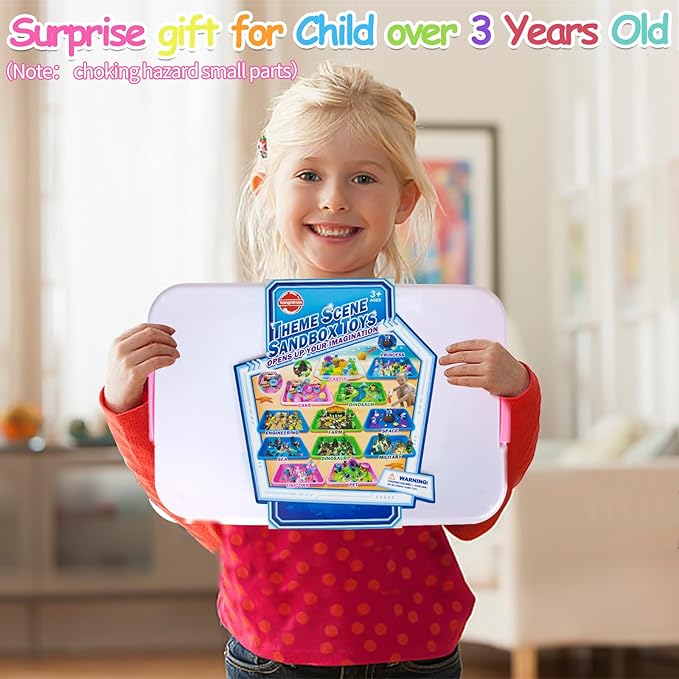 Ice Cream Sensory Bin for Girls Kids,Play Sand Art Kit with 2.2lb Color Magic Sands,56 pcs Cake Molds Tools Sandbox Toy-Fun Pretend Play Desserts Toys Sensory Toys for Girls Toddler 3 4 5 6 7 8