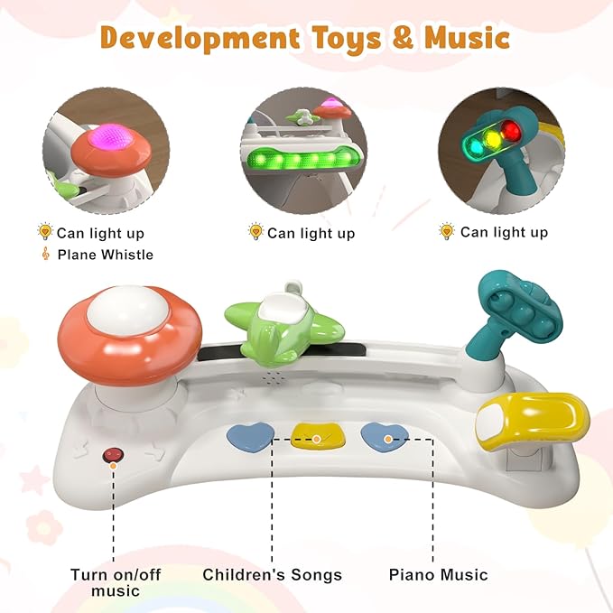 5 in 1 Baby Walker, Activity Baby Walker-Baby Bouncer, Rocker, Activity Center,Seat and Push Walker,Detachable Trampoline Mat, Adjustable Speed Rear Wheels and Height,Ages 6-18 Months