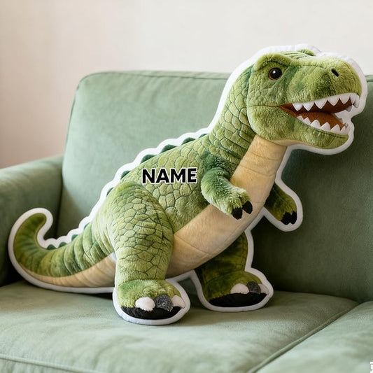 Custom Dinosaur Shaped Pillow for Kids Cute Personalized Name Plush Doll, Double-Sided Construction Engineering Vehicle Pillow for Kids, Birthday gifts for Boys and Girls Sofa Decorative Pillows