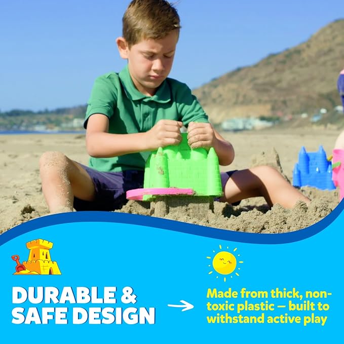 Beach Toys for Kids and Toddlers Ages 3-10 – Durable Sandbox Toy Set, Stronger Mesh Bag, Variety of Sand Toys– Unique Castle Molds, Buckets, Shovels, Better Watering Can